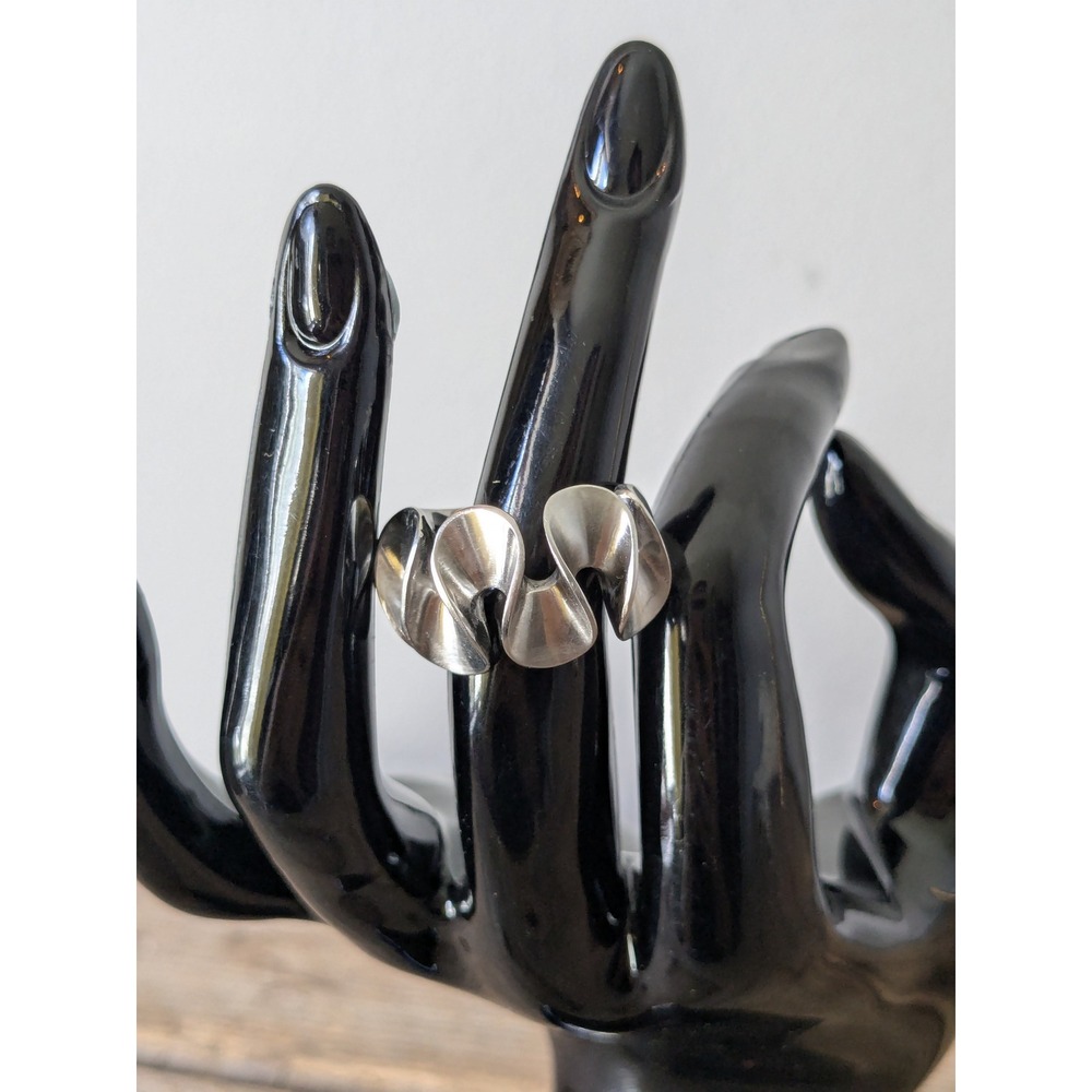 STEELX Modernist Swirl Fan Water ripple Ring, Unisex ring Size 7.25